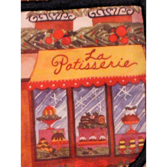 J. Brinley La Patisserie Deli Christmas Oven Mitt Trivet Wine Bag 4 Pc Set NWOT - Picture 3 of 5
